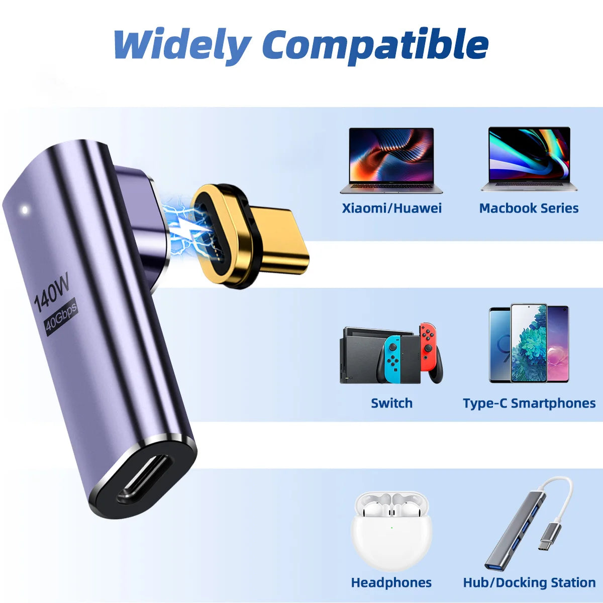 140W USB4.0 40Gbps Thunderbolt3 Magnetic Type-C OTG USB C To USB-C Fast Charge Magnet Converter Cable 8K@60Hz USB Type C Adapter
