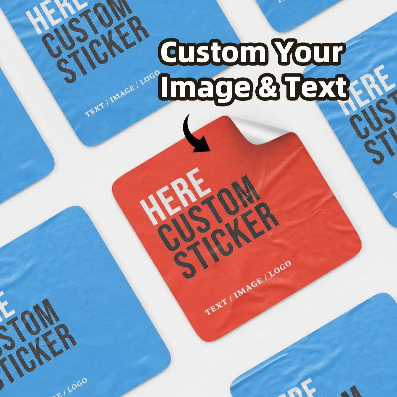 1/60/120pcs Custom Square PVC Stickers Waterproof Personalized for Party, Label, Packaging