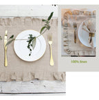 1 Pcs 100% Linen Napkins Wedding Dinner Solid Color Flounce Placemats Ruffle Edge Classical Custom Home Table Napkin