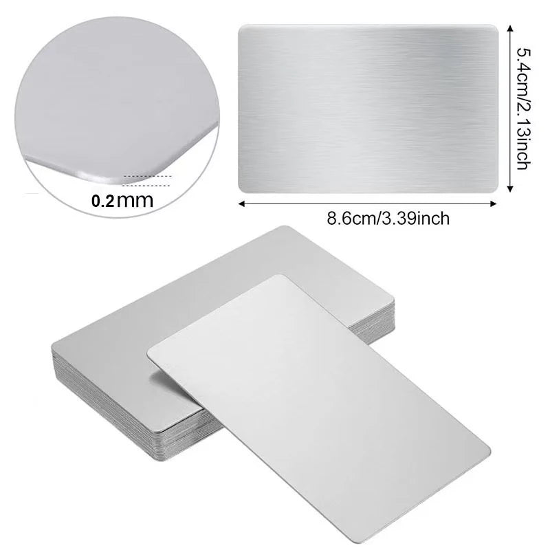 50/100 Pcs Laser Engraving Blanks Aluminum Sheet Laser Engraving Business Card Multipurpose DIY Gift Cards 86 X 54 X 0.2 mm