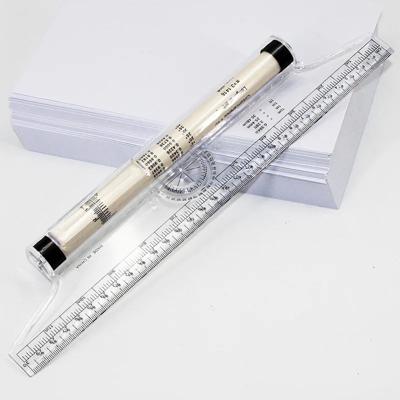 Angles Line Ruler 15cm 30cm Multi-Function Drawing Tool Roll Draw Ruler Metric Rolling Ruler Clear Parallel Rolling Ruler