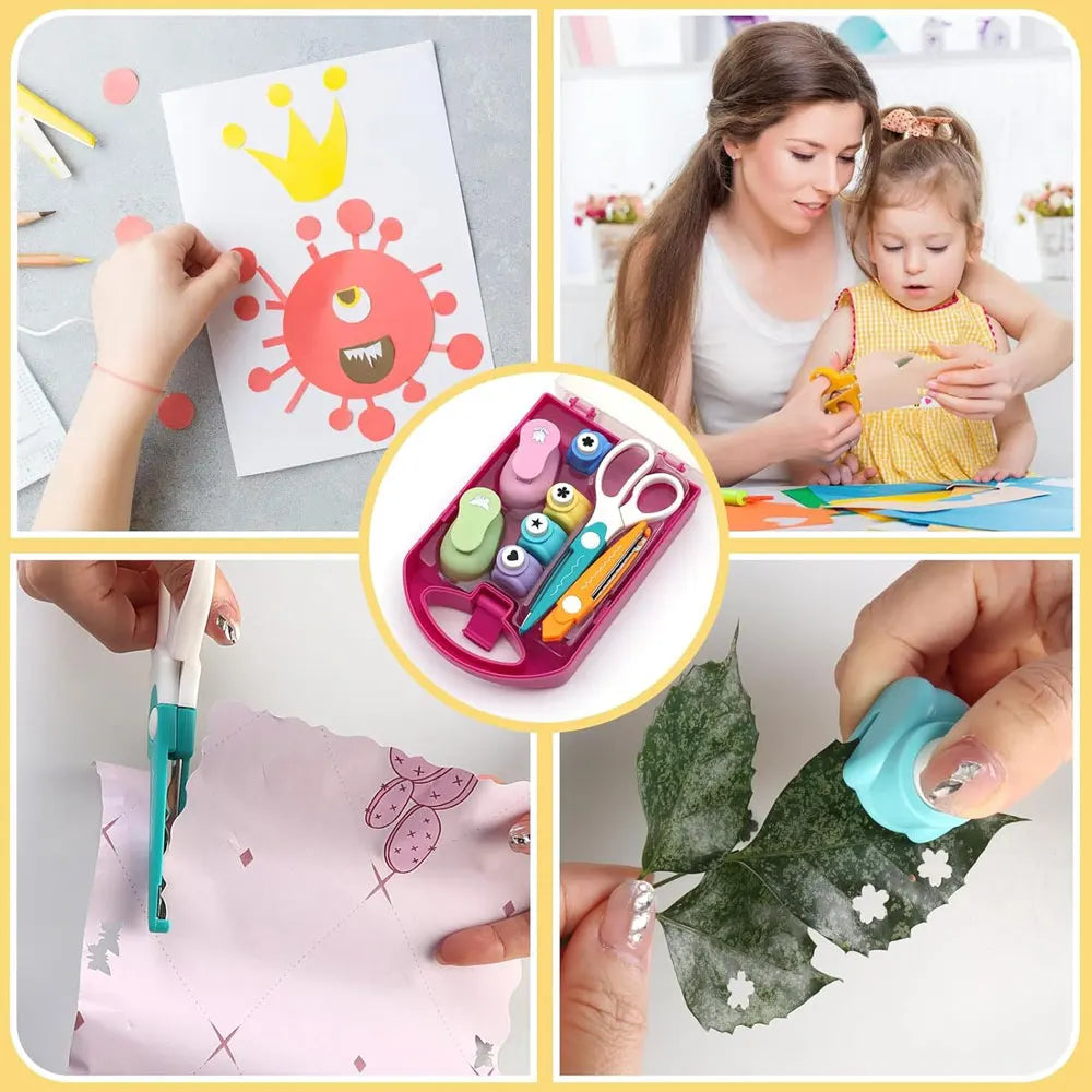An 8-Piece Creative Hole Punch Set Perfect for DIY Scrapbooking and Birthday Cards. Fixed Patterns and Random Colors Available.