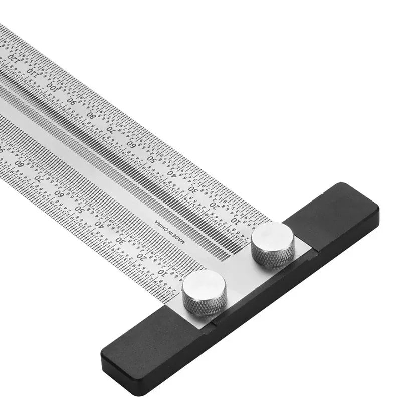 High-precision Scale Ruler T-type Hole Ruler Stainless Woodworking Scribing Mark Line Gauge Carpenter Measuring Tool