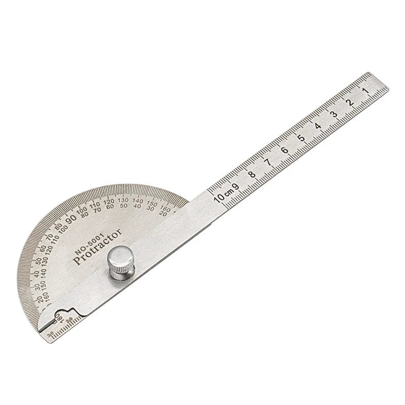 10/15cmStainless Steel Protractor Woodworking Angle Ruler 0-180° Angle Measuring Tool for Woodworking/Industry 1pc