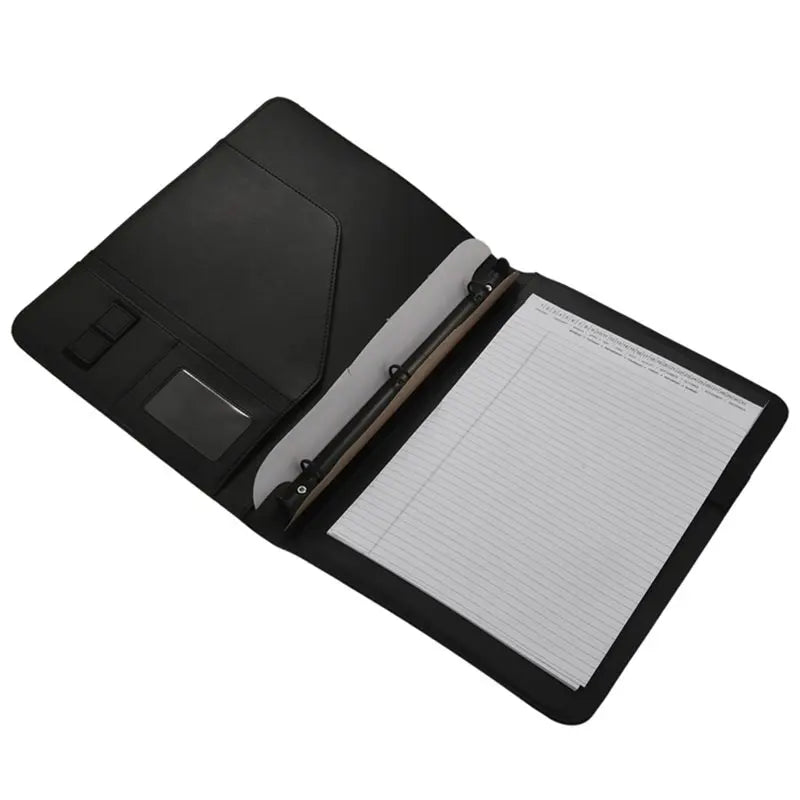 VO-A4 Vegetarian Leather 3 Ring Portfolio Binder Business Binder Padfolio With Notebook Pad Interview & Business
