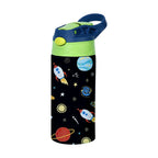 350ml Cartoon Pattern Vacuum Cup Kids Insulated Water Bottle Cute Animal Straw Thermos Mug Handheld Kettle for Outdoor School