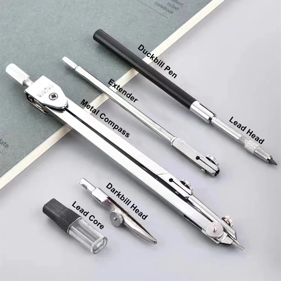 Stainless Steel Drafting Set Durable Drawing Compass Math Geometry Circles Tool School Supplies