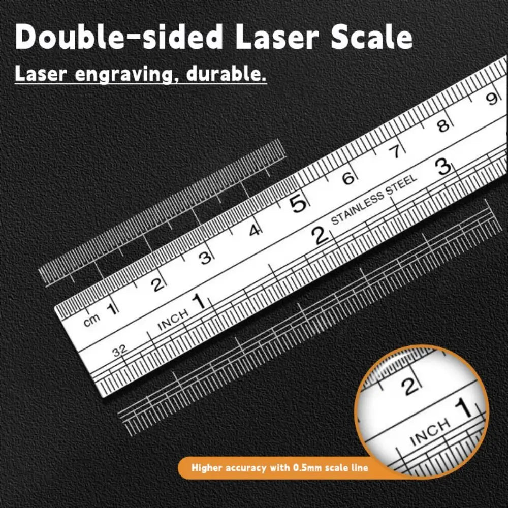15/20/30/40/50cm Stainless Steel Ruler Double Side Scale Stainless Steel Straight Ruler Thickening Engineer Grade Measuring Tool