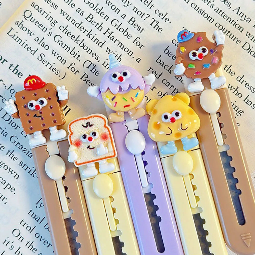 1 Pcs Cute Cartoon Alloy Mini Portalble Utility Knife Cutter Letter Envelope Opener Mail Knife School Office Supplies