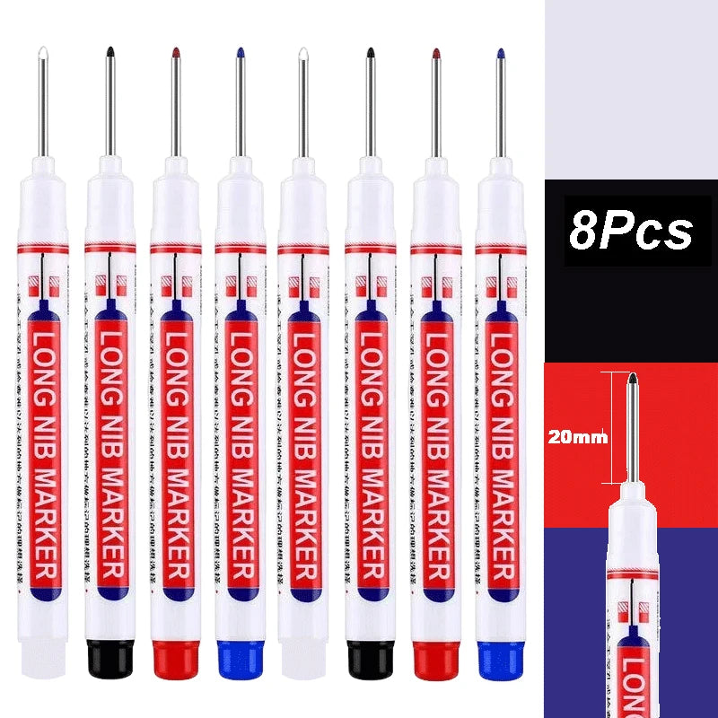 4-100Pcs 2cm Waterproof Long Head Markers Deep Hole Marker Pen for Metal Carpenter Red/Black/Blue/Green /White Woodworking Tools