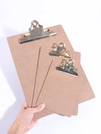 Wood Color Folder with Golden Metal Clip Different Sizes Portable Stylish Notes Ticket Holder Office School Stationery Supplies