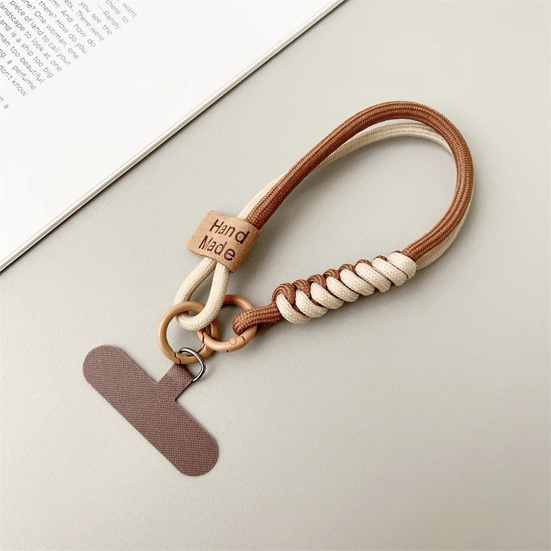 INS British Style Contrasting Woven Phone Lanyard Short Handheld Trendy Phone Case Wrist Rope Doll Luggage Pendant Hanging Rope