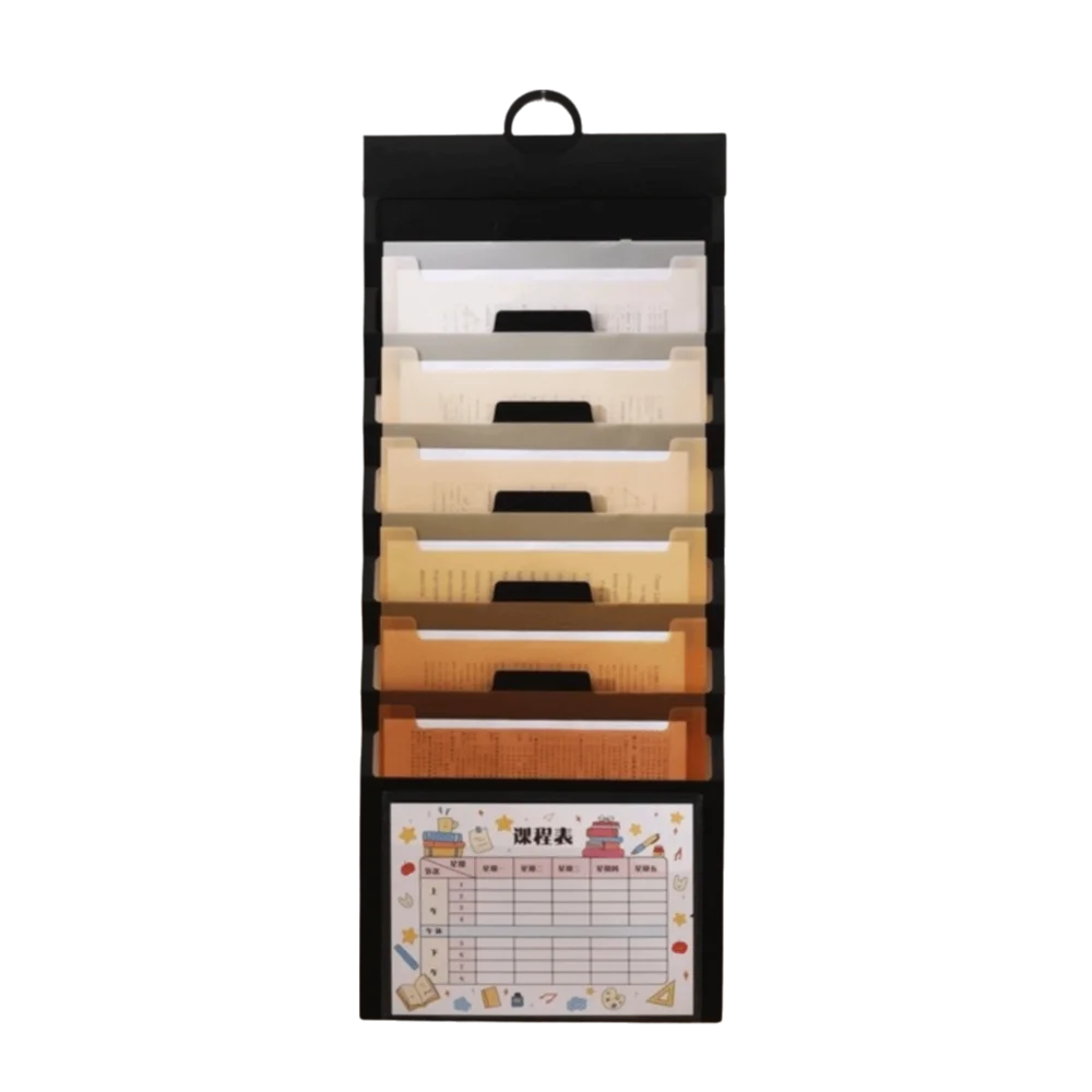 6 Pockets Hanging File Folders Wall Mounted Large Capacity Expandable Accordian Pockets Multi-color File Organizer Magazine
