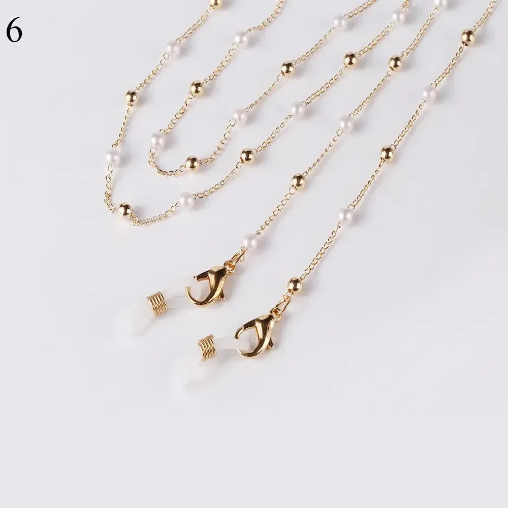 Fashion Pearl Sunglasses Chain Wearing Neck Holding Beaded Lanyard Cord Masks Sunglass Reading Glasses Chain Eyewear Accessories