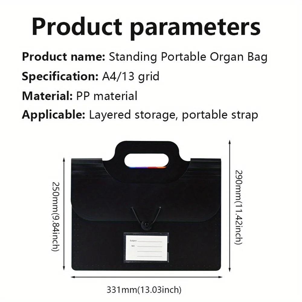 Accordion File Organizer Extended folder, 13 pockets, A4 letter size paper file receipt folder for classroom, office and travel