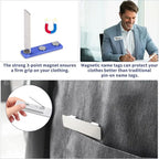 Name Badges Magnet 12Pack- For Clothing ID Holder With 3-Point Self-Adhesive Magnets(75 X 30Mm), Name Plate Included