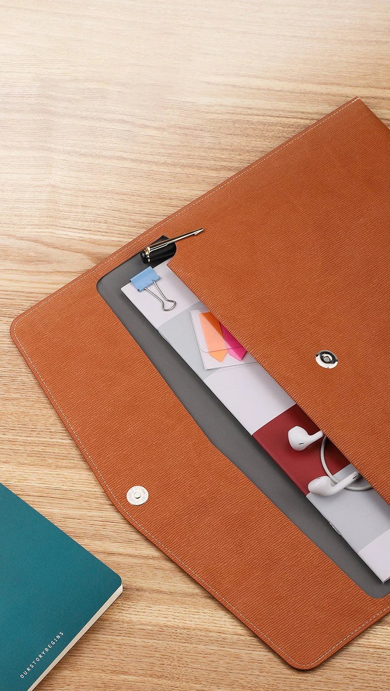 Faux Leather Document Bag, Business Information Bag, A4 Folder, School and Office Supplies, Storage Bag