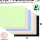 18 Pack of Microfiber Cleaning Cloths (7" x 6") Multicolor Eyeglass Cleaning Cloths for Eyeglasses, Camera Lenses, Mobile Phones