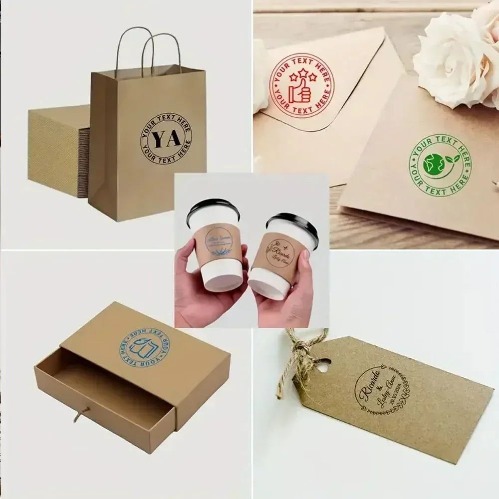 Custom Self-Inking Stamp 25/30/40/50mm Round LOGO Design Personalized Text Press-type Inking Stamp for Wedding Invitation Envelo