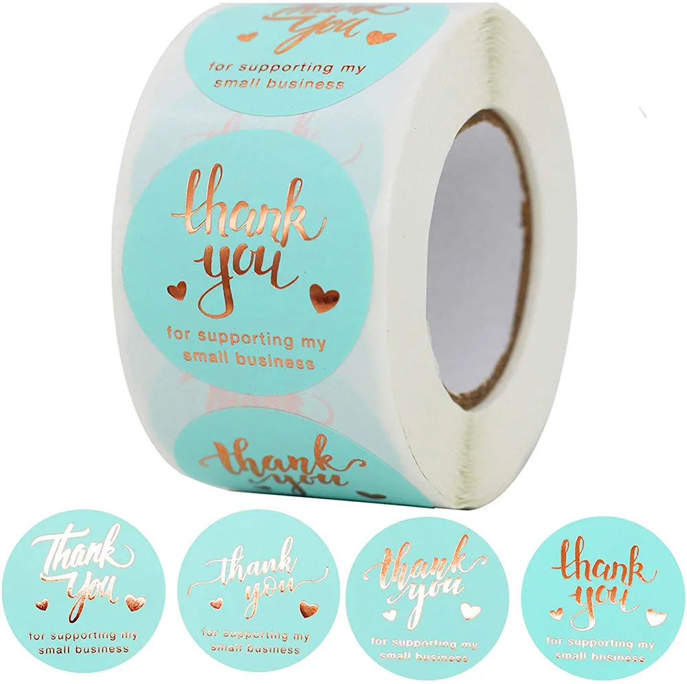 100-500pcs Laser Thank You Stickers for Small Business Holographic Silver Adhesive Labels for Bags Boxes Envelope Mail GIft