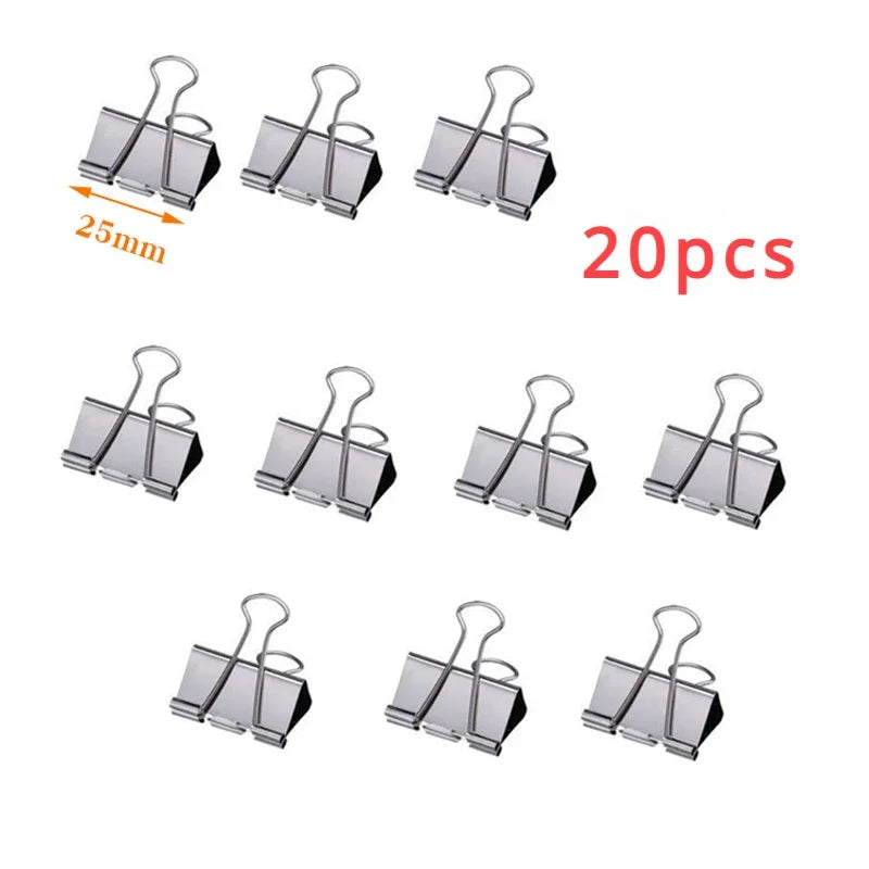5-30Pcs Binder Clips File Metal Paper Clips Silvery Paper Clip Clamp 15/19/32/40/50mm Stationery Clip Office School Supplies