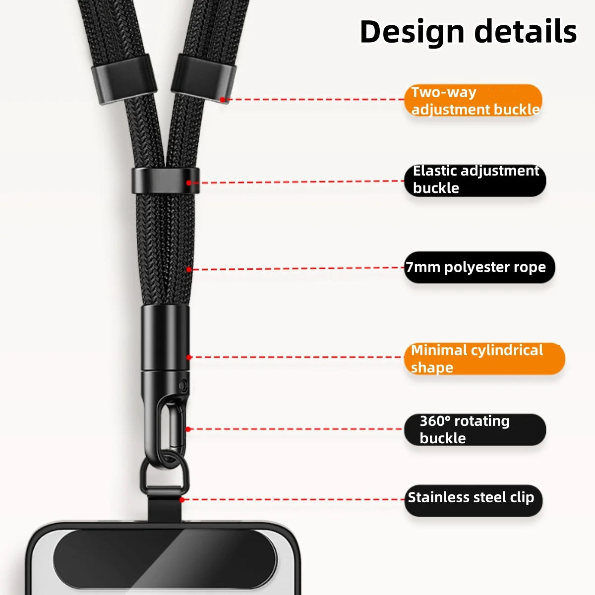 Universal Phone Lanyard with Clip Upgraded Anti-Drop 360° Rotation Adjustable Neck/Crossbody Strap for All Phone Cases