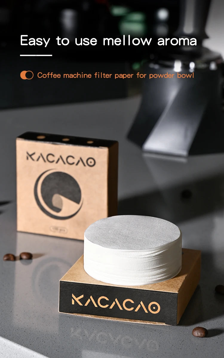 KACACAO Disposable Coffee Filter Paper for 51/53/58mm Espresso Maker 100 Pieces Espresso Paper Filter Home Kitchen Accessorie