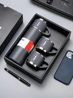 One Cup Three Lid Thermos Cup Set 304 Stainless Steel Handle Lid Gift Cup Men's And Women's Portable Gift Box Set