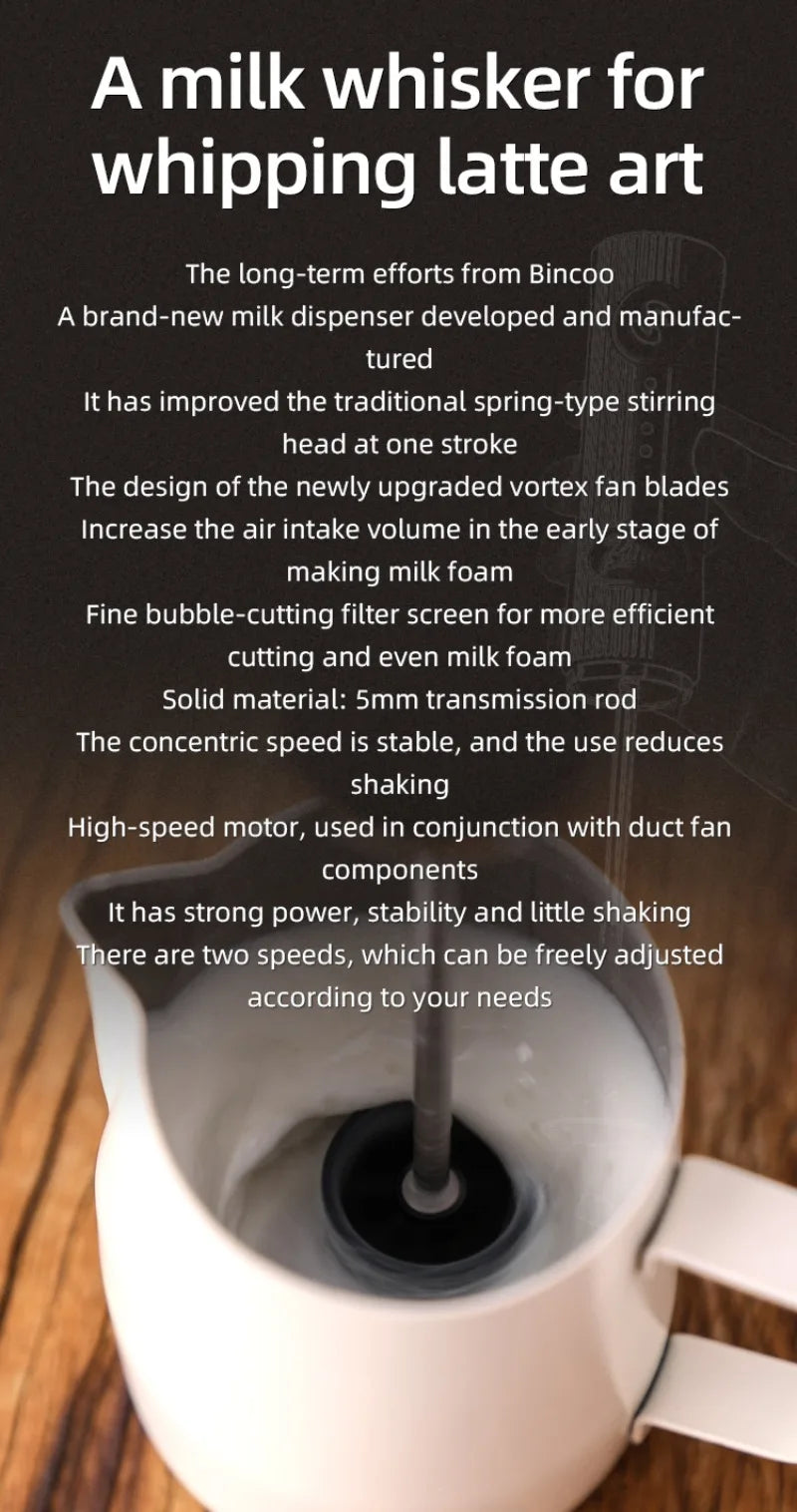 New Coffee Frother Bincoo Milk Foamer Rechargeable Handheld Espresso Tool Coffee Milk Electric Handle Blender Egg Beater