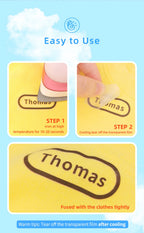 Custom Clothes Ironing Name Sticker Personalized Washable Stickers  Heat Transfer Labels on Fabric Clothing Babysuit Tags