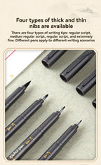 BAOKE 4-Size Calligraphy Pen Set for Writing, Hand Lettering, Black Ink Brush Markers Sketching Calligraphie Art Supplies Artist