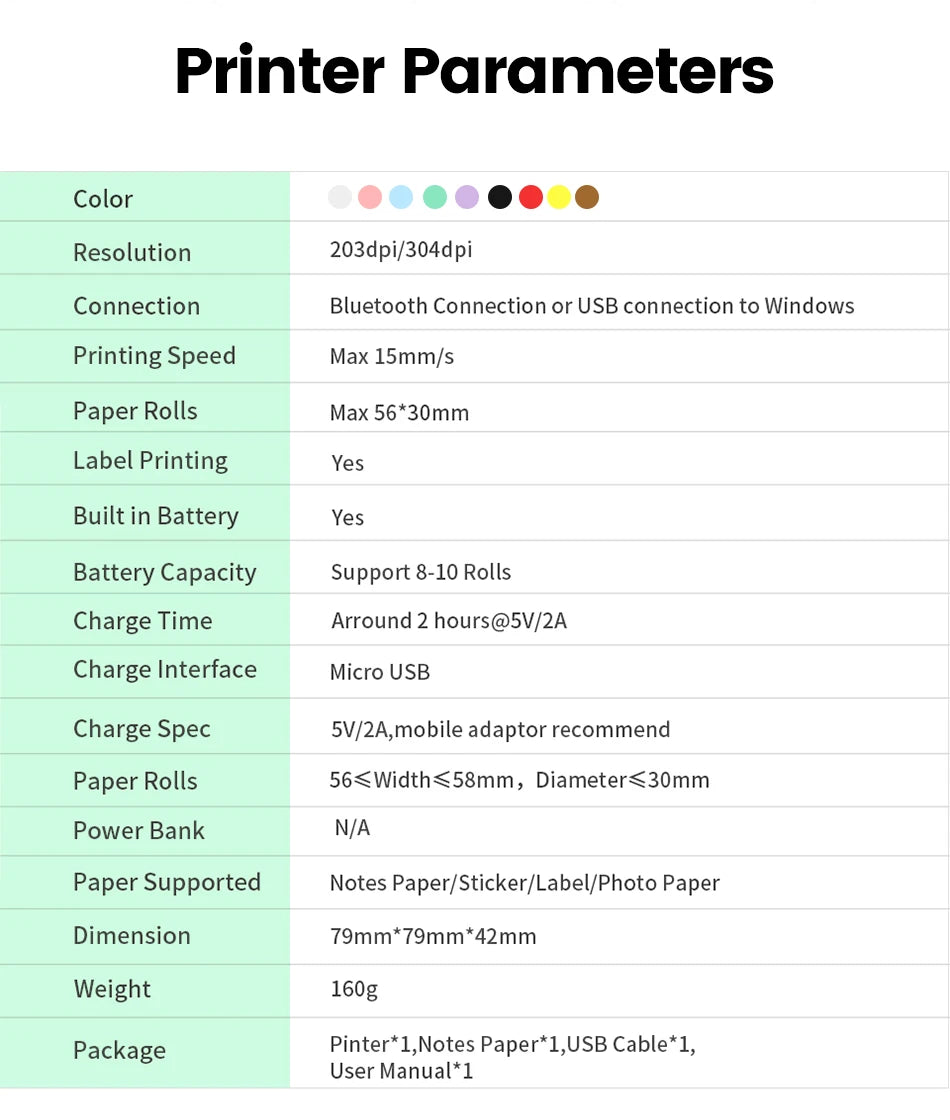 9 Colors Peripage A6 304DPI Mini Photo Printer Notes Sticker Label Printing Machine Bluetooth Portable Wireless Printer Marker
