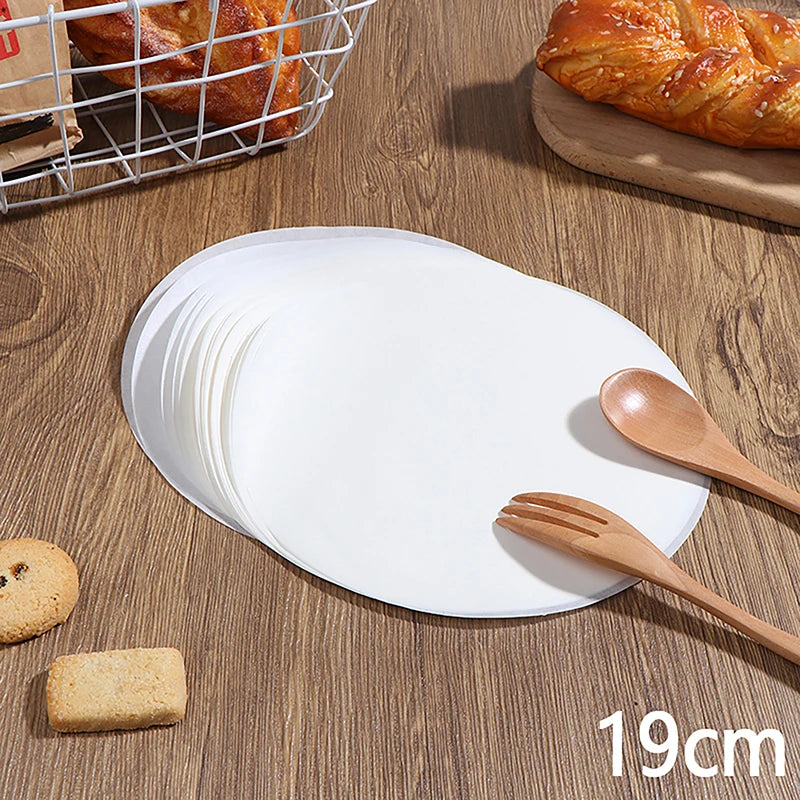 50pcs round Parchment Paper Baking Oiled Paper Air Deep-Fried Pot Paper Steamer Liners Barbecue Sheets Disposable