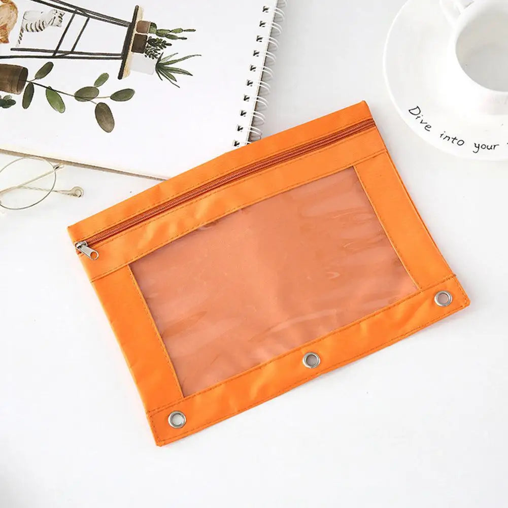 Zippered Binder Pencil Pouch Pen Case Stationery Multicolored B5 File Holder PVC With 3 Rings Pencil Case Folder File Package