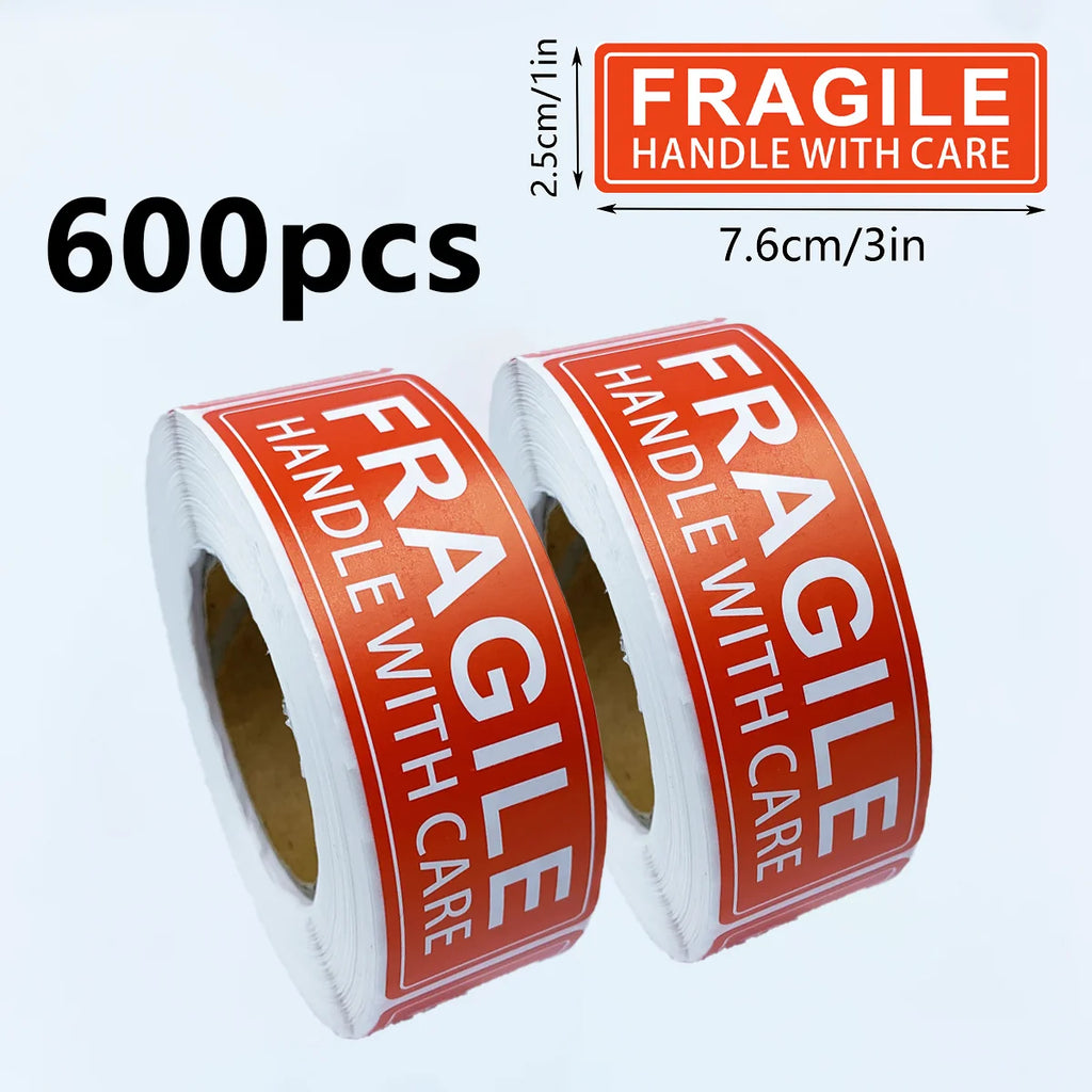300/600pcs Fragile Stickers "Handle with Care" Packaging, Paper Labels for Safe Shipping Cartons Boxes, Moving,Glass Packages