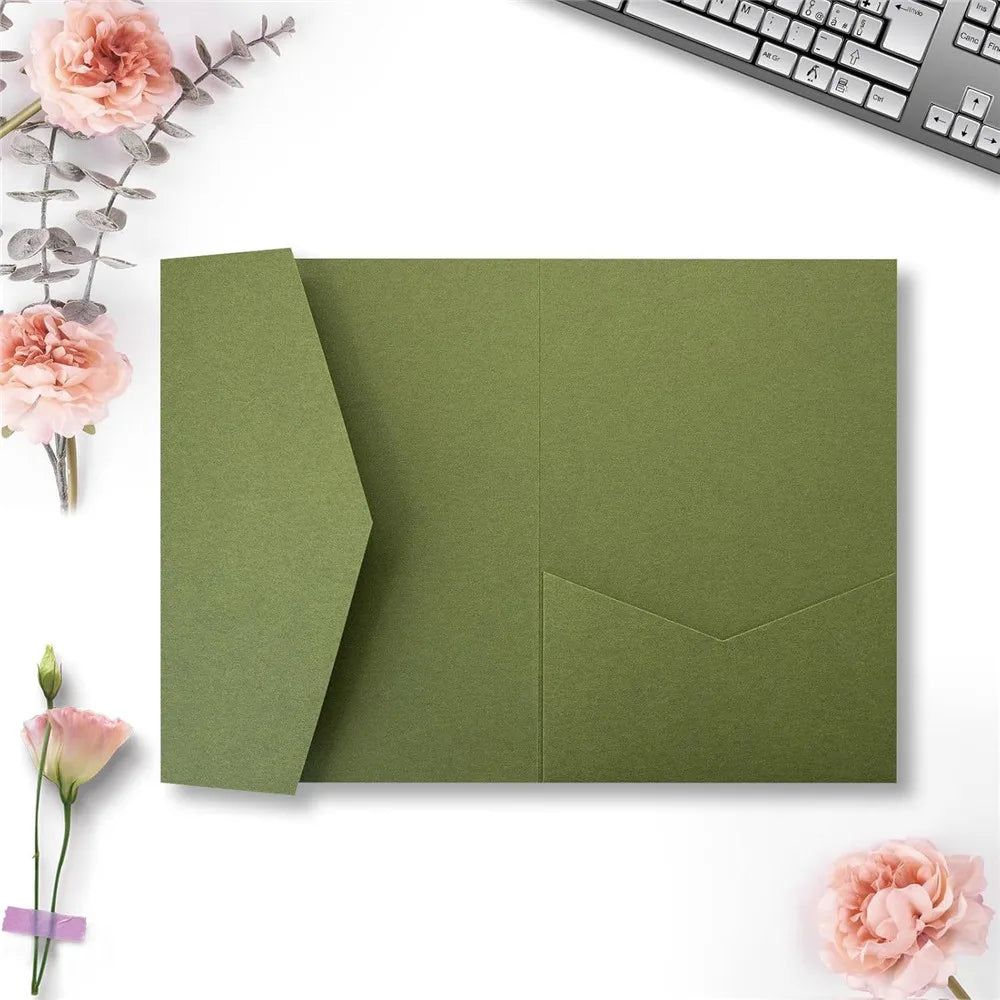 5pcs 18x13cm Pink Envelopes for Wedding Invitation Birthday Anniversary Thick Tri-Fold Envelope Greeting Card Pocket Envelope