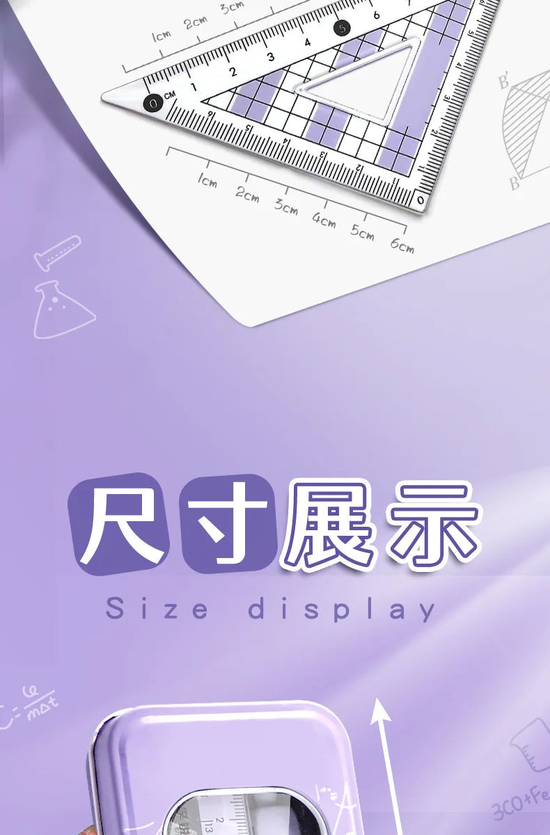 Ruler 8-piece Set Student-specific Compass Measuring Angle Ruler Triangle Ruler Ruler  Full Set of Ruler Stationery Gift Package