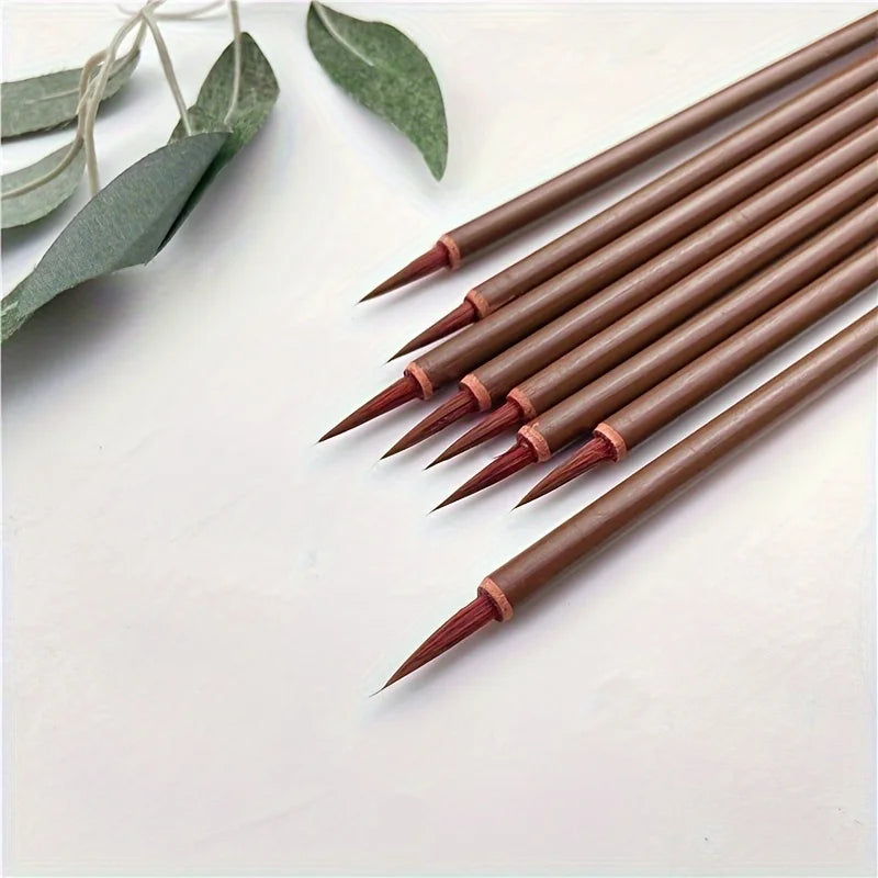 6Pcs/Set Chinese Calligraphy Brushes Hook Line Paint Pen Brush Painting Writing Small Regular Script Art Watercolor Ceamic Brush
