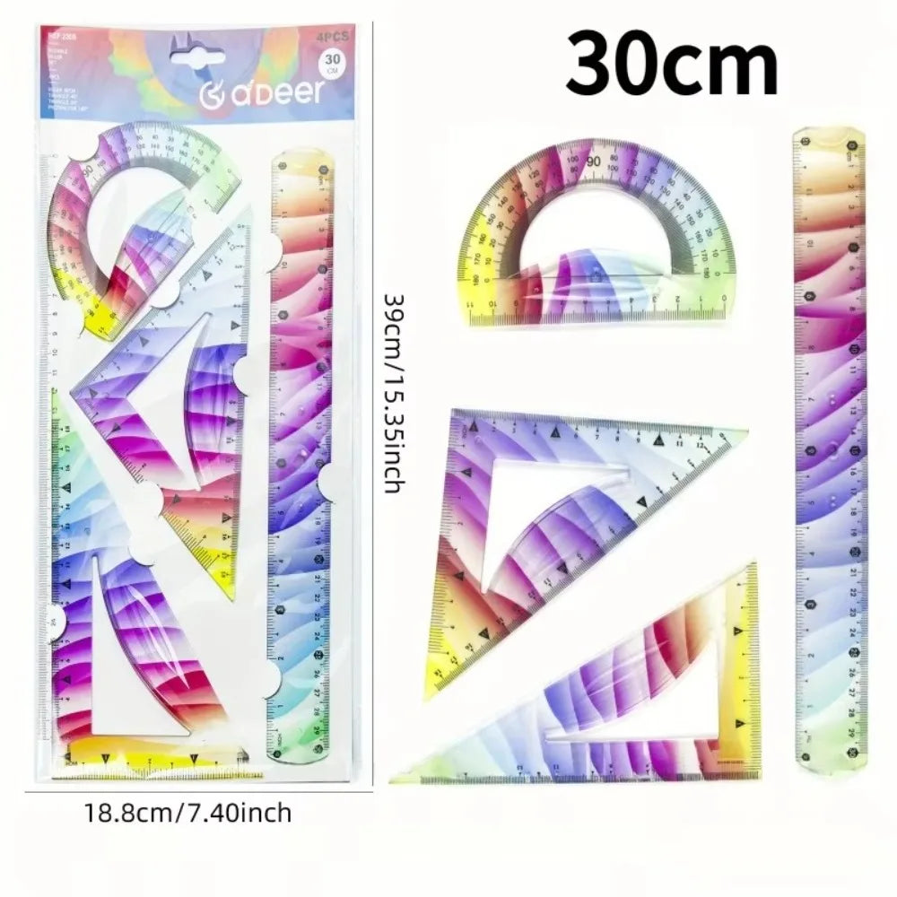 Multifunctional Plastic Soft Ruler Set Flexible Freely Bendable Set Square 20/30CM Drawing Measuring Tools Protractor Gift