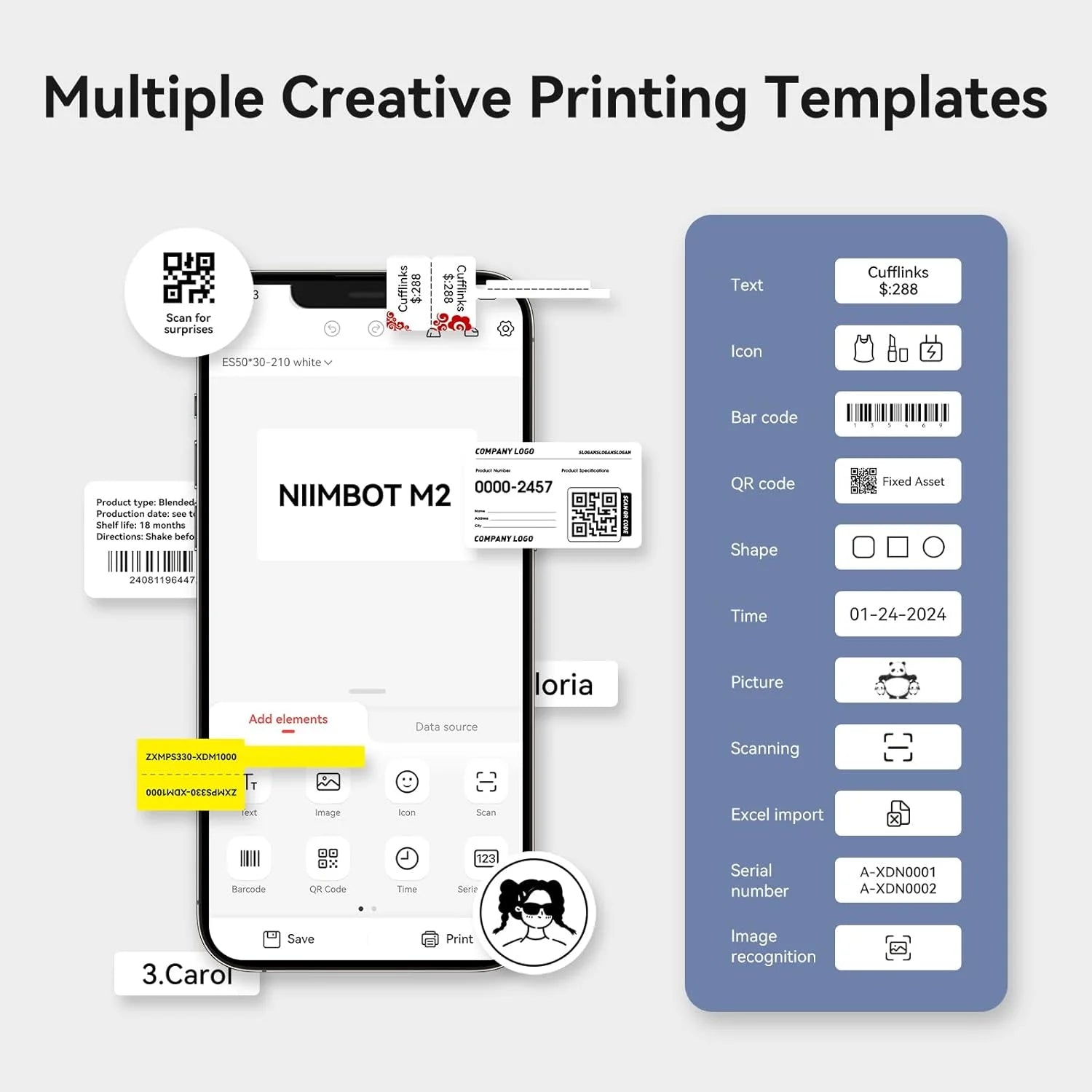 300dpi Niimbot M2 Portable Thermal Transfer Label Printer Multi-function Sticker Label Maker Machine for Clothes Tag Power Cable