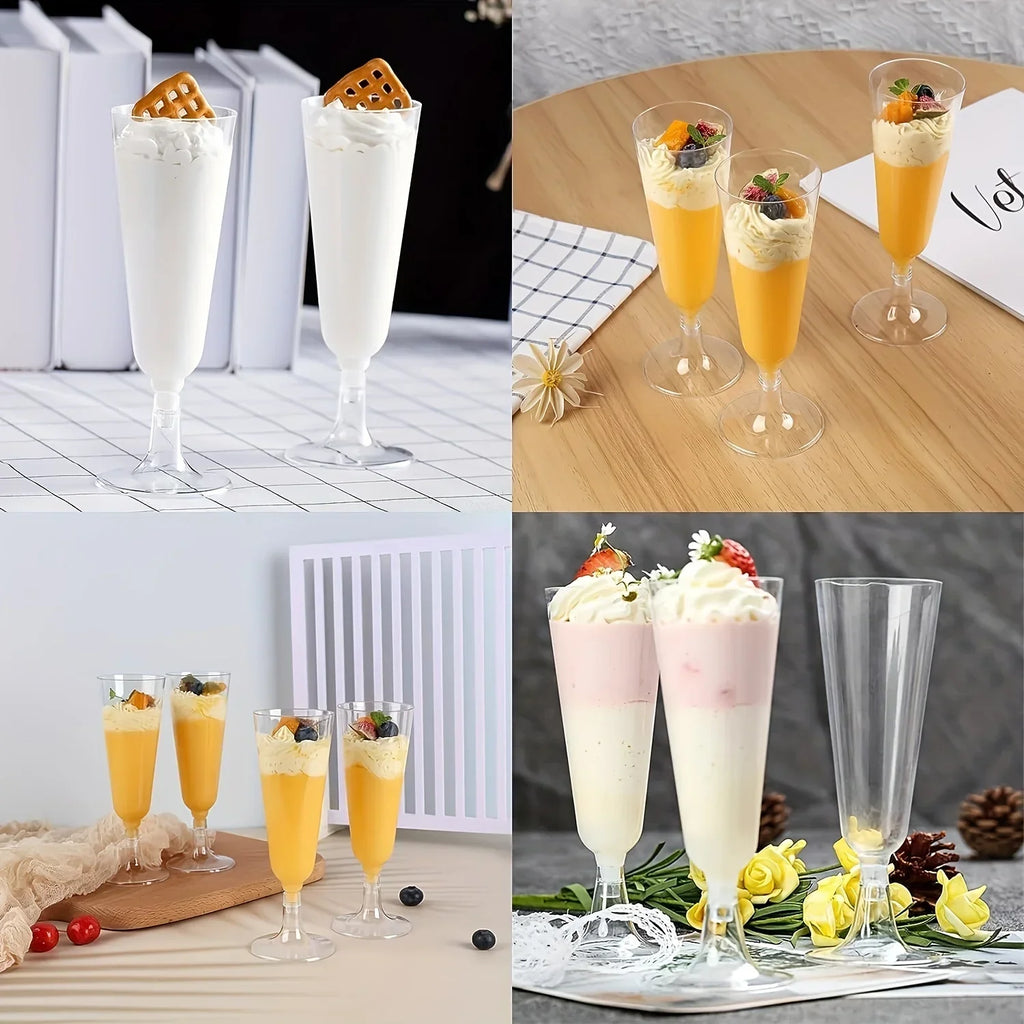 15/25/50pcs 150ml Disposable Champagne Glasses Cocktail Glasses Plastic Tall Glasses Martini Glasses for Weddings Party