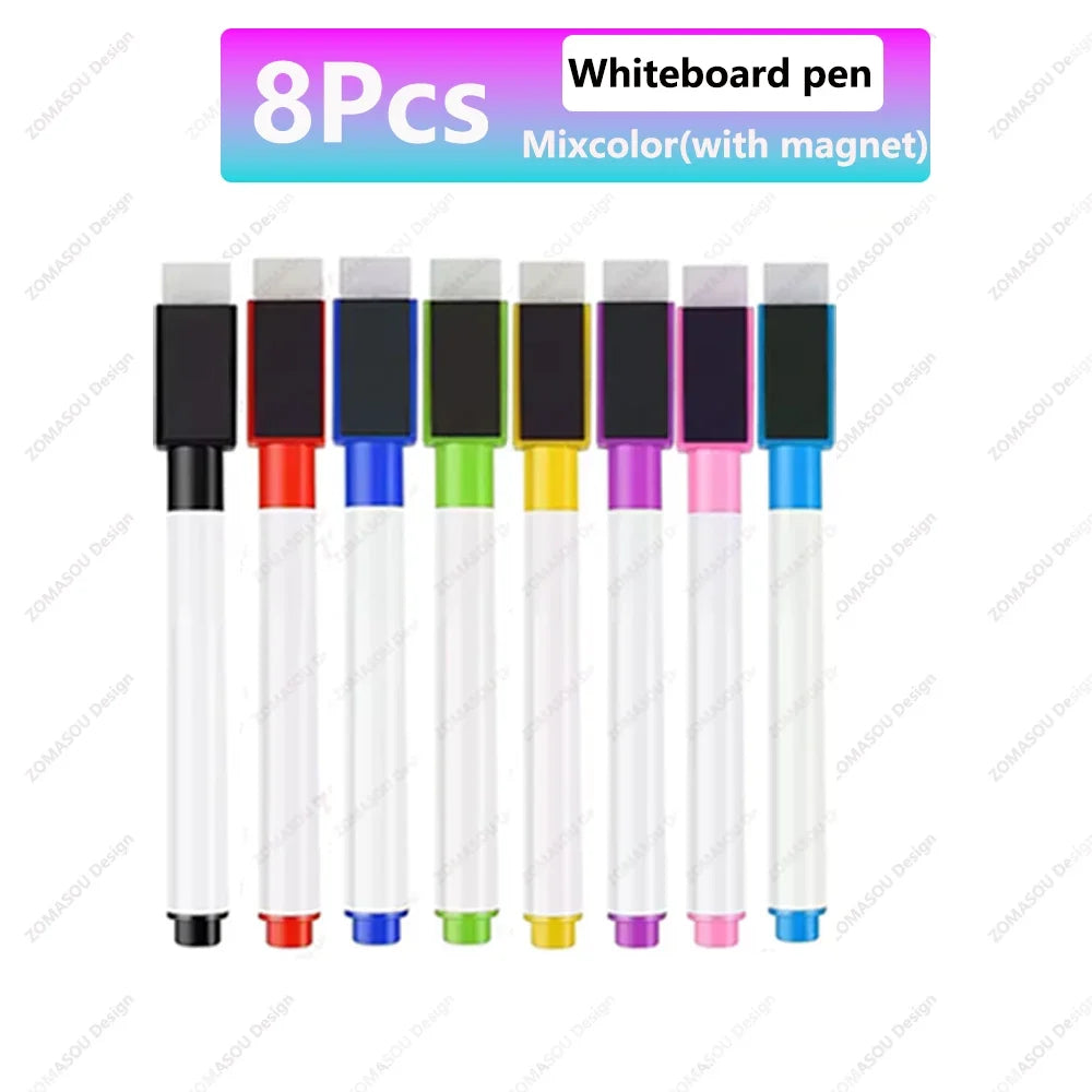 1-48Pcs Magnetic Erasable Whiteboard Pen Color Options Numbering Stationery Office Teaching Supplies for Blackboard Student Note