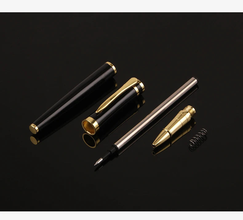 Luxury Metal Silver Black Signature Ballpoint Pens for Business Writing Office Supplies Stationery Customized Logo Name Gift