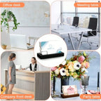 2 Pieces Wood Business Card Holder For Desk Wooden Business Card Display Stand Postcard Holder For Office Home Desktop Black, Silver
