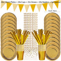 Gold Party Disposable Tableware Set Paper Plates Cups Napkins for Birthday Wedding Bachelorette Party Decoration Baby Shower