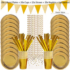 Gold Party Disposable Tableware Set Paper Plates Cups Napkins for Birthday Wedding Bachelorette Party Decoration Baby Shower