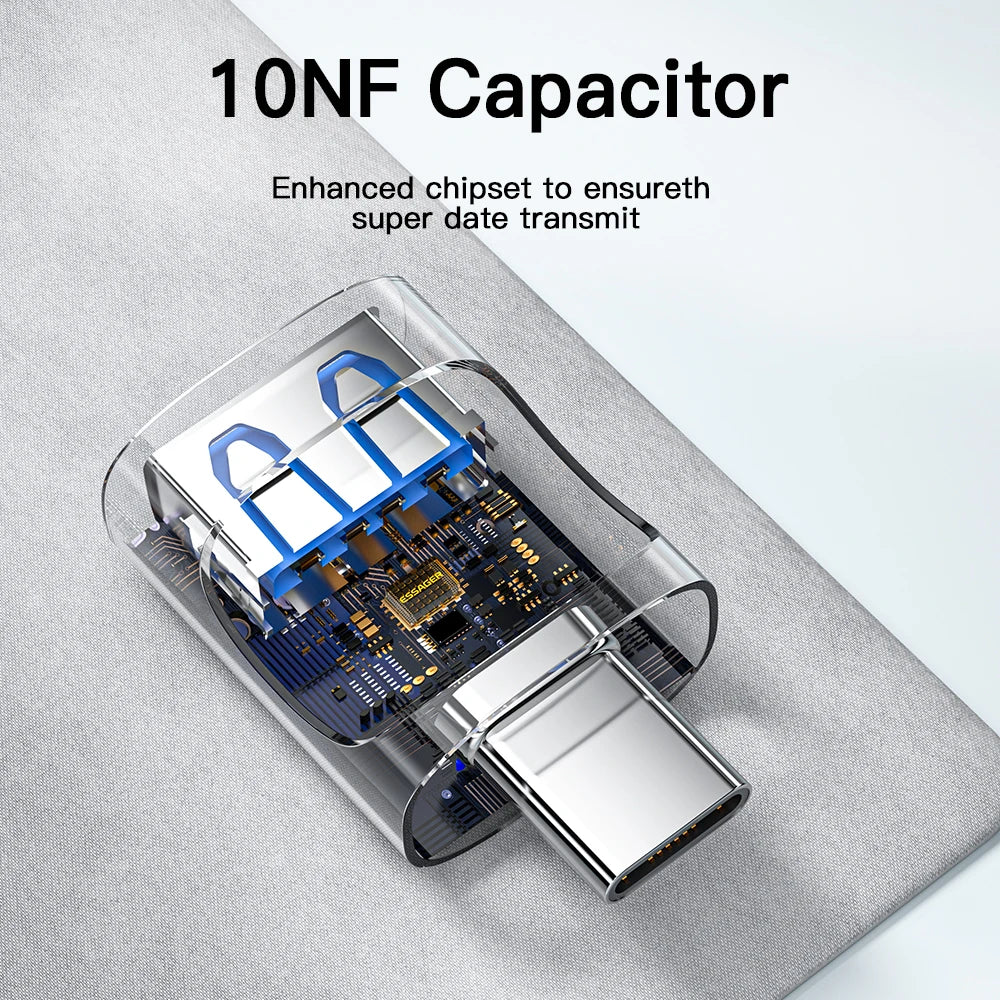 Essager USB C To USB 3.0 OTG Adapter Type C Female Converter USB-C Male To Micro Adapter For Xiaomi 12 POCO Oneplus ipad Macbook