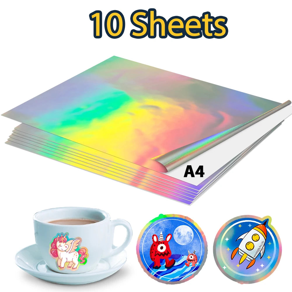 A4 Glossy Matte Printable Vinyl Sticker Paper 10 Sheets Self-adhesive Copy Paper for Inkjet Printer DIY Crafts Waterproof Paper