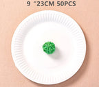 50pcs Paper Plate, Disposable Party Tableware, Bone Spitting Plate, Picnic Plate, Children's Drawing Diy White Cardboard, Decora