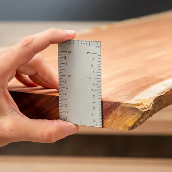 Pocket Square Ruler | 4-Sided Scale Stainless Steel Marking Tool | Sliding Precision Gauge for Woodworking